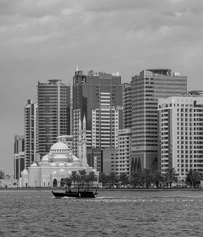 Sharjah skyline and mosque